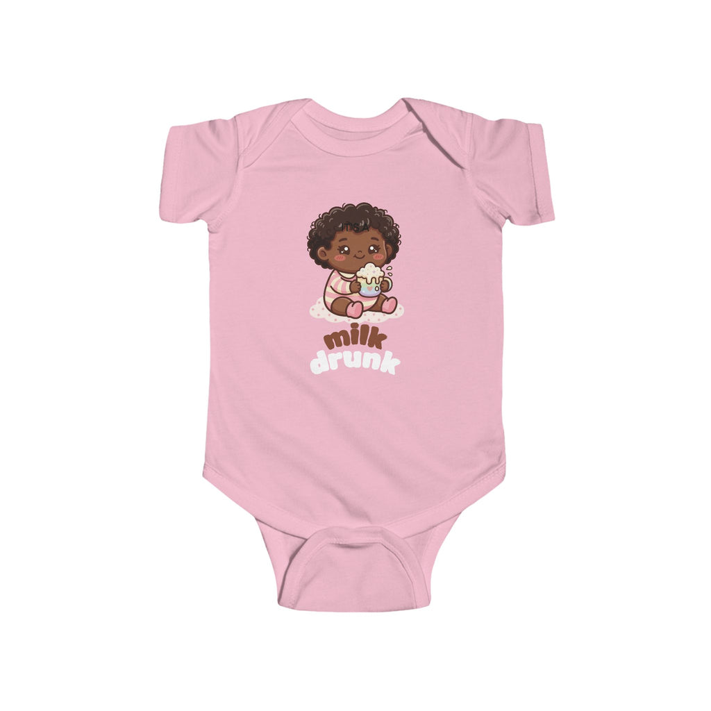 Baby Bodysuit - Cute 'Milk Drunk' Cartoon Baby Graphic