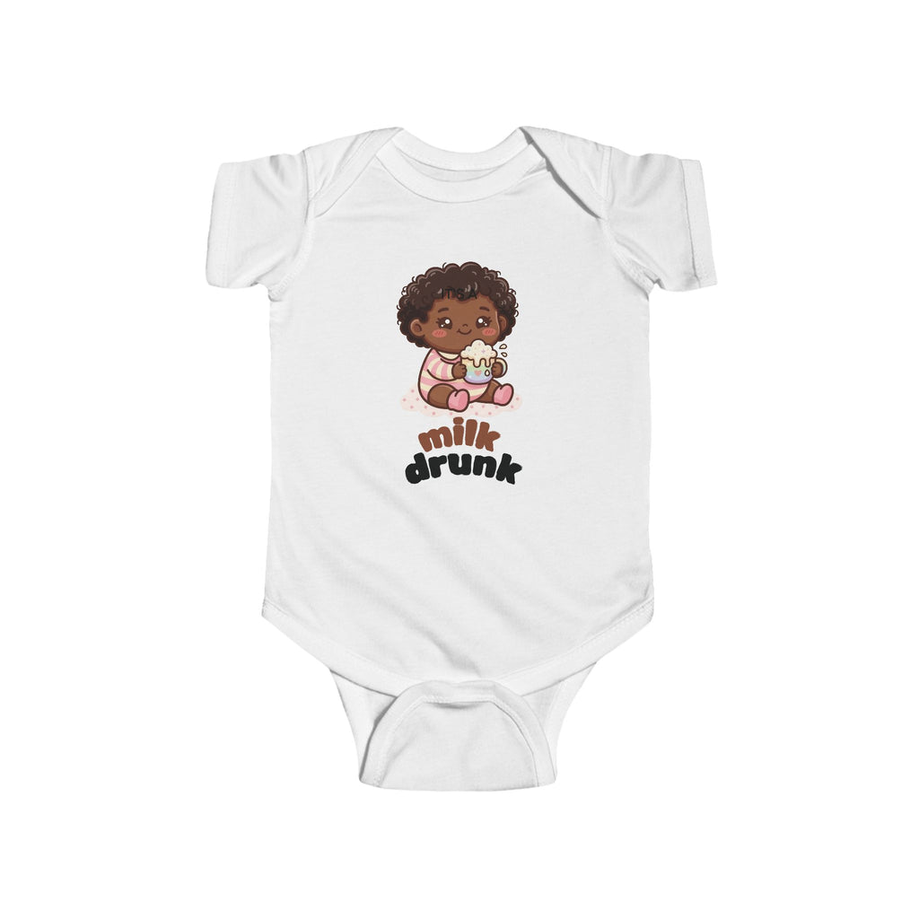 Baby Bodysuit - Cute 'Milk Drunk' Cartoon Baby Graphic