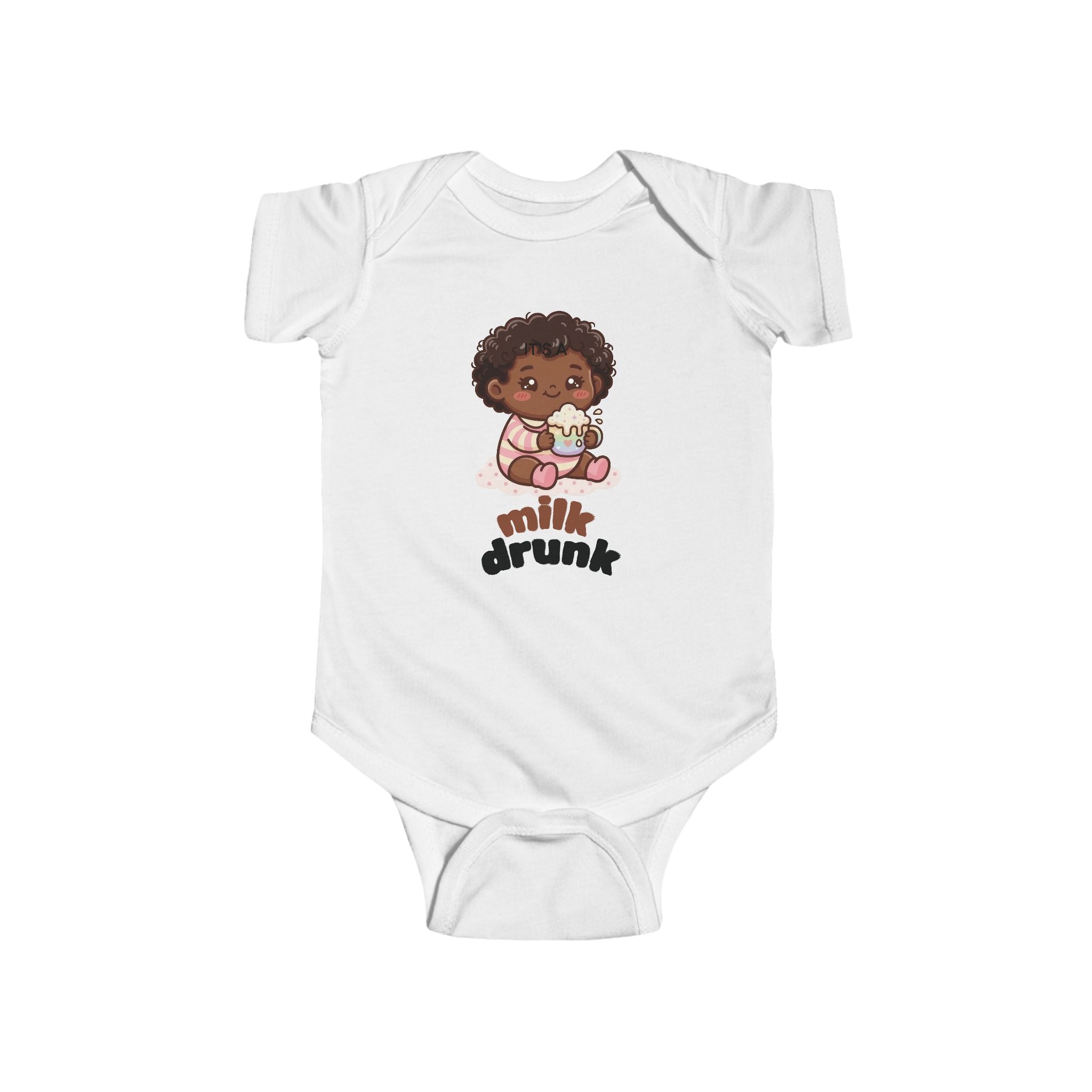 Baby Bodysuit - Cute 'Milk Drunk' Cartoon Baby Graphic