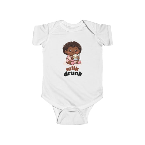 Baby Bodysuit - Cute 'Milk Drunk' Cartoon Baby Graphic