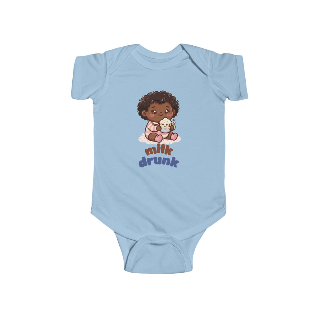 Baby Bodysuit - Cute 'Milk Drunk' Cartoon Baby Graphic