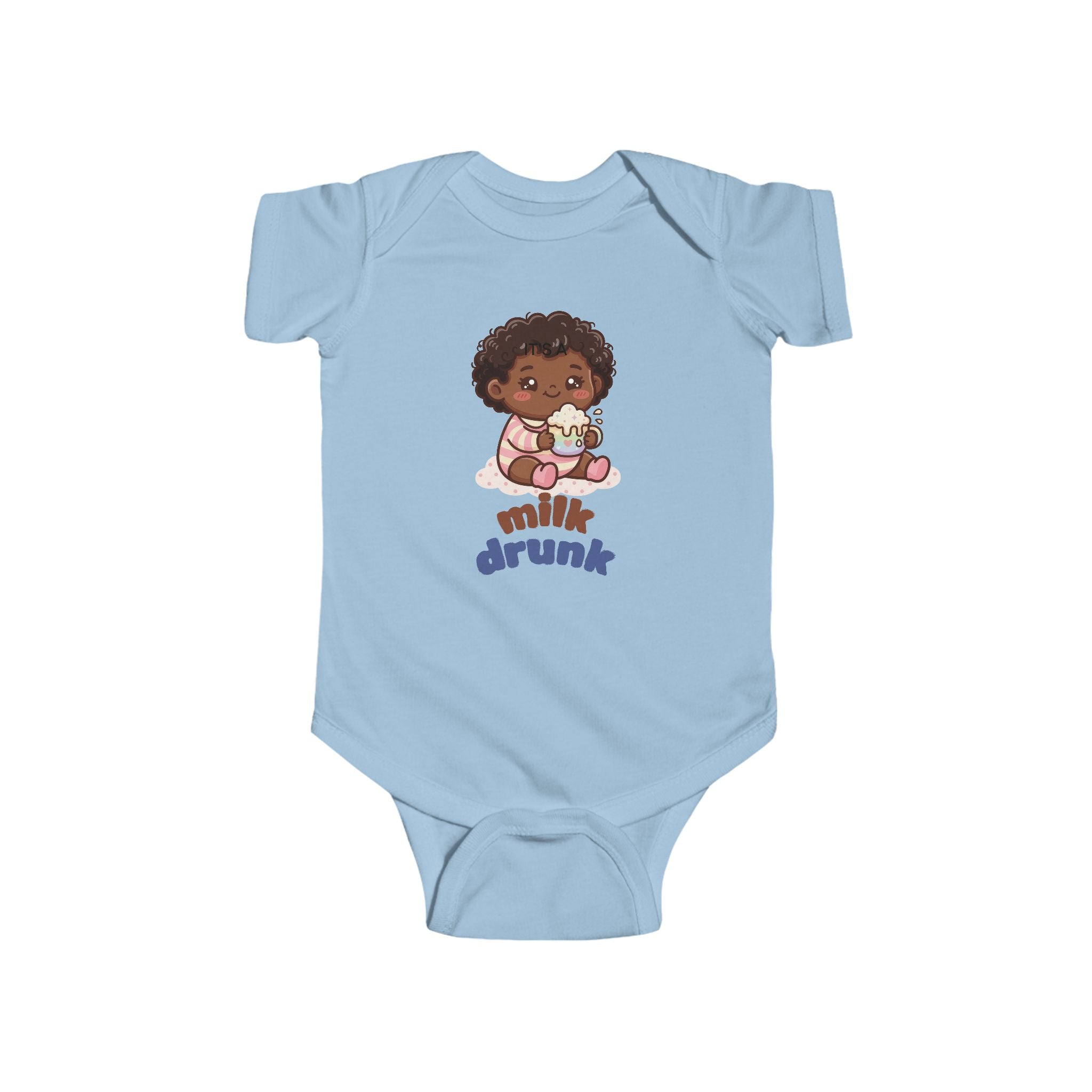 Baby Bodysuit - Cute 'Milk Drunk' Cartoon Baby Graphic